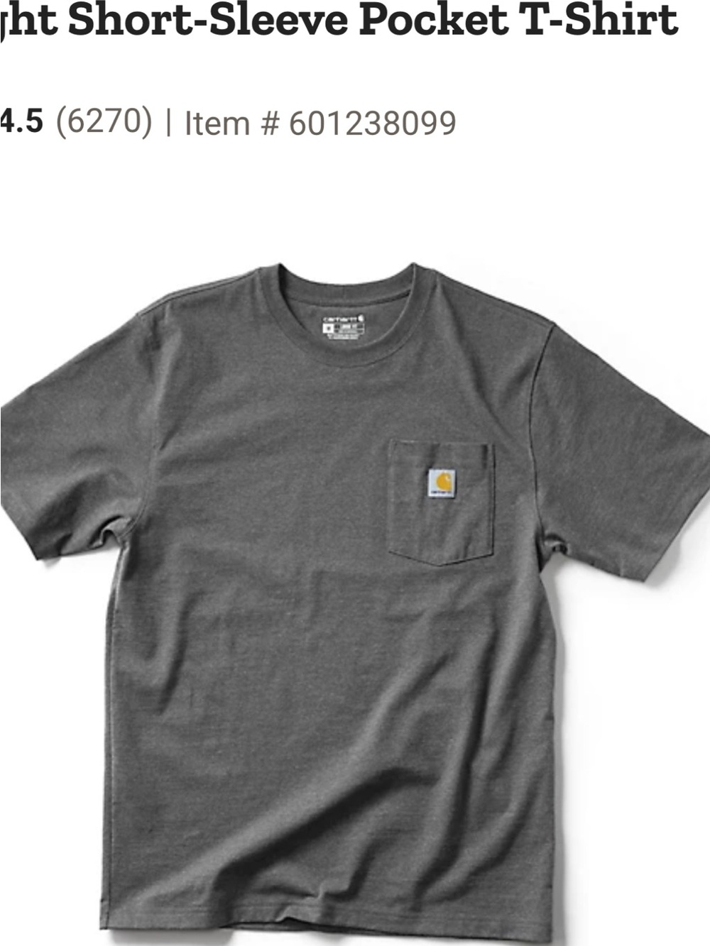 Carhartt Gray Loose Fit short sleeve Crewneck Tee with pocket